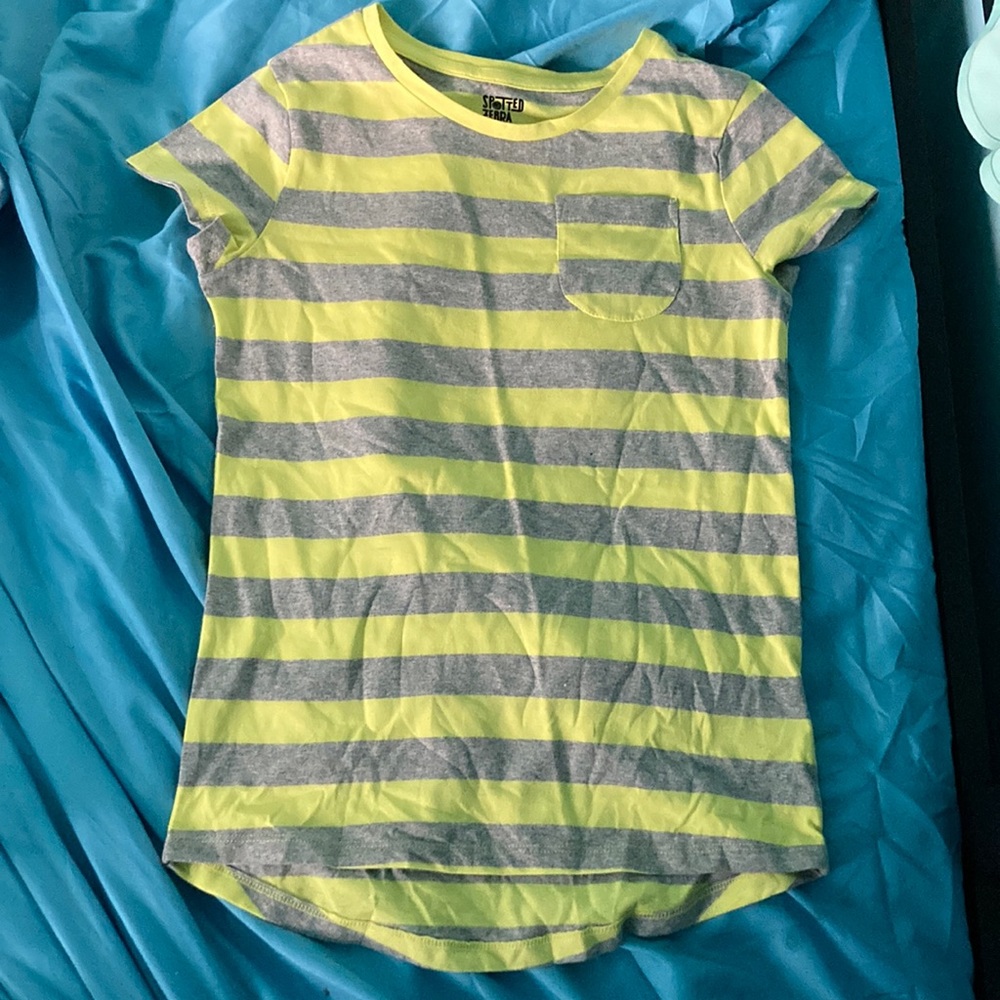 lime green yellow with gray stripes
